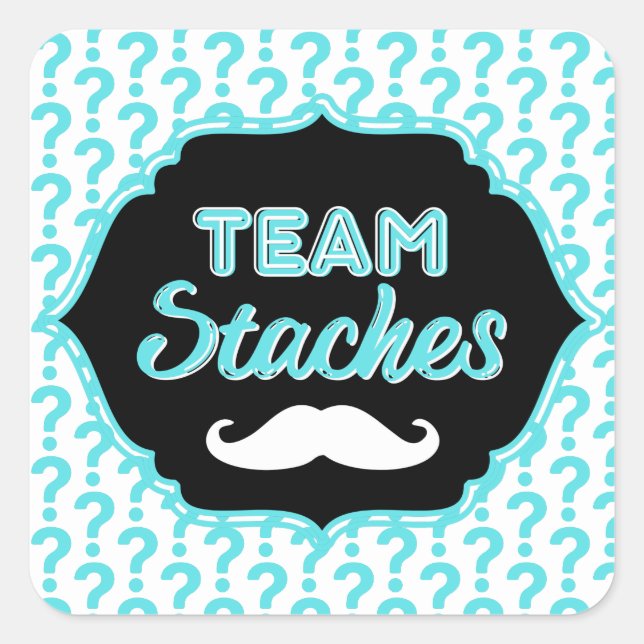 ÉQUIPE Staches Bleu Sticker de révélation de genre (Devant)