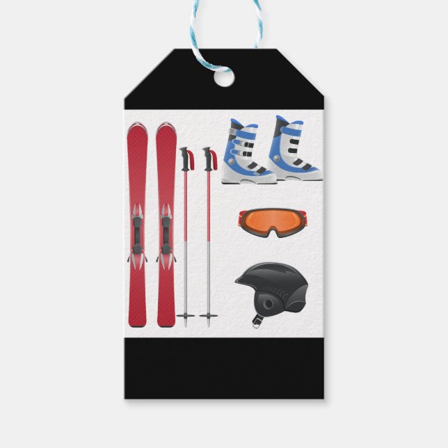 Équipement de ski Étiquettes Cadeaux personnalisés (Devant)