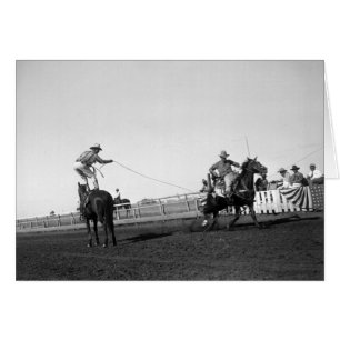 Équipez la position sur un cheval roping un cheva