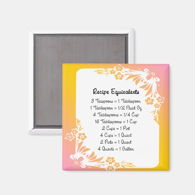 Équivalents de recette Pastel Floral Fridge Magnet (Recto/Verso)