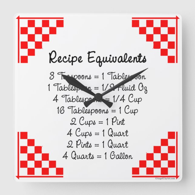 Équivalents de recettes Horloge blanche rouge (Recto)