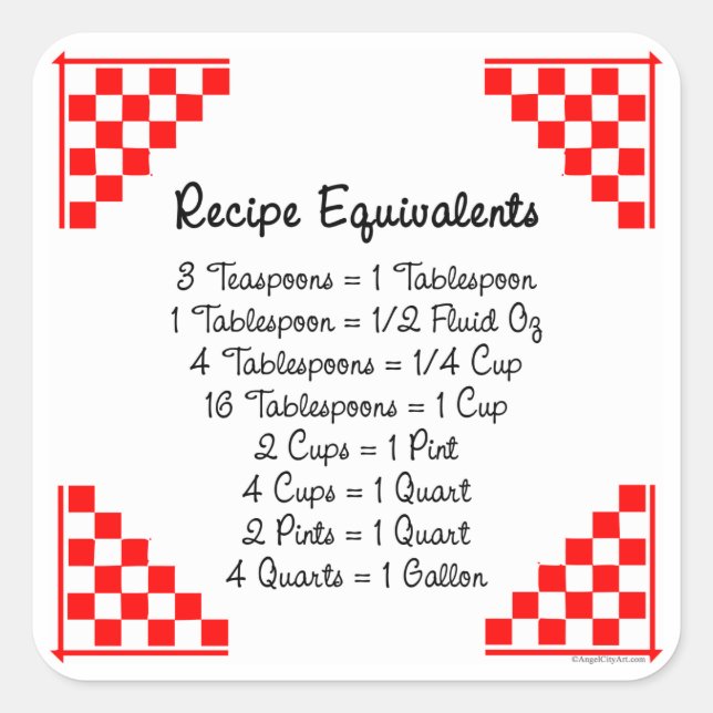 Équivalents de recettes Sticker Conseils de cuisin (Devant)