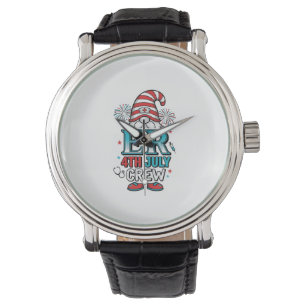 ER 4. Juli Crew Patriotisches Gnom-Shirt-Design_1 Armbanduhr
