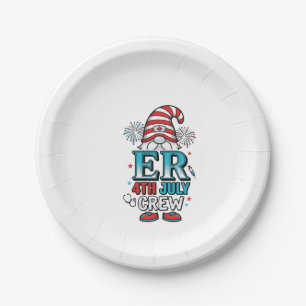 ER 4. Juli Crew Patriotisches Gnom-Shirt-Design_1 Pappteller