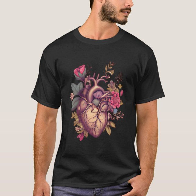 Er Anatomie Mit Blumen T-Shirt (Vorderseite)