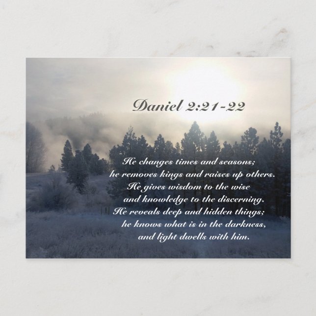 Er ändert die Zeiten und Jahreszeiten, Daniel 2:21 Postkarte (Vorderseite)
