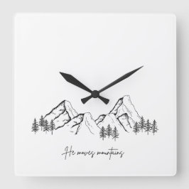 Er bewegt Berge Quadratische Wanduhr