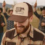 Er bindet den Western der Knot-Bachelor-Party unte Truckerkappe<br><div class="desc">Diese lustigen LKW-Hüte werden gelassen,  dass Sie den Bräutigam feiern,  um in der Art zu sein! Das niedliche Western-Design ist mit einer Holzschnitt-Wortgrafik mit Cowboy-Stiefel,  Cowboyhut und einer herzförmigen Lasso ausgestattet. Die Vintage Schrift lautet: Er bindet den Knoten! Es gibt Platz für seinen Namen und das Datum der Veranstaltung.</div>
