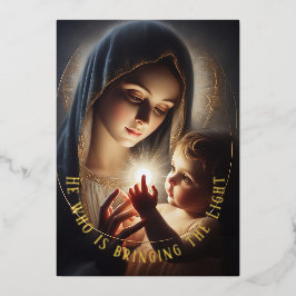 Er bringt die Light Foil Holiday Card Folien Feiertagskarte