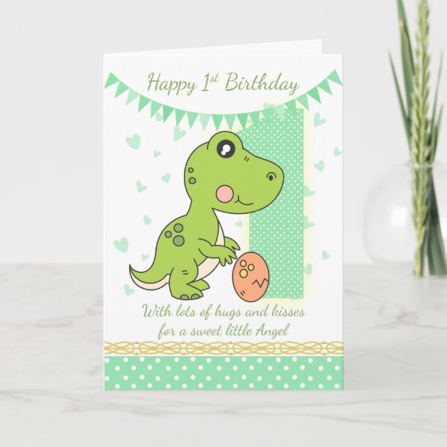 ęr Carte de dinosaure vert d'anniversaire, ?ère (Devant)