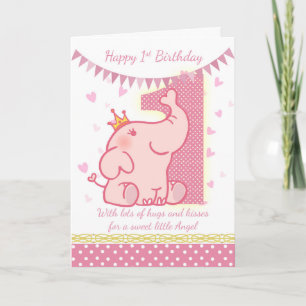 ęr Carte d'éléphant rose d'anniversaire, Babys ęr