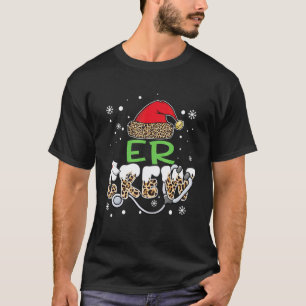 Er Crew Leopard Santa Hut Stethoskop Krankenschwes T-Shirt