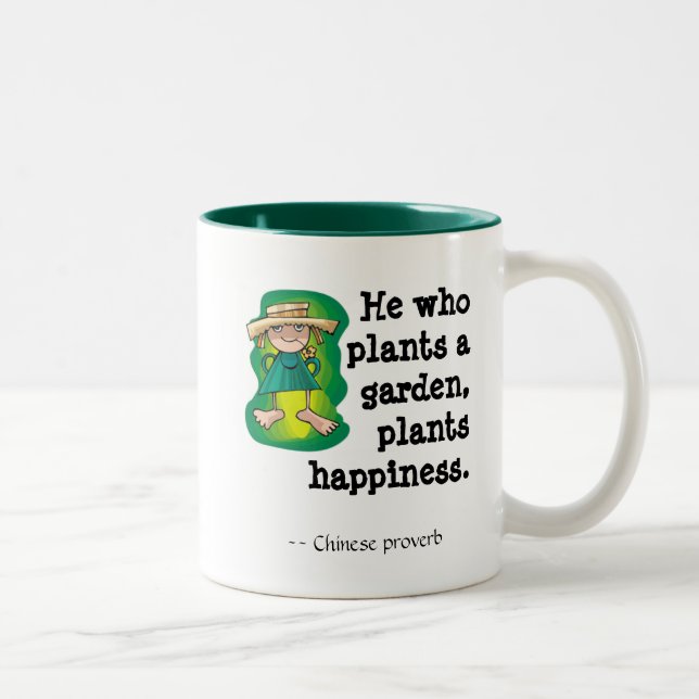 Er, den Pflanzen agarden, Pflanzen ha… Zweifarbige Tasse (Rechts)