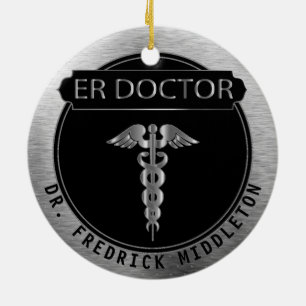 ER Doktor - hochwertiges Schwarzes und silbern Keramik Ornament