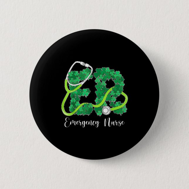Er Emergency Nurse Stethoscope St. Patrick's Day S Button (Vorderseite)
