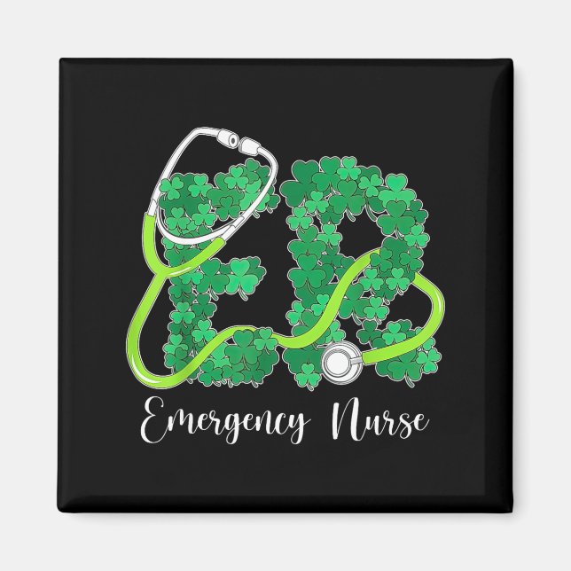 Er Emergency Nurse Stethoscope St. Patrick's Day S Magnet (Vorne)