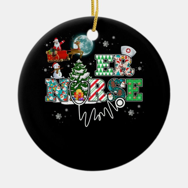 ER Emergency Room Nurse Stethoscope Weihnachten Keramik Ornament (Vorne)