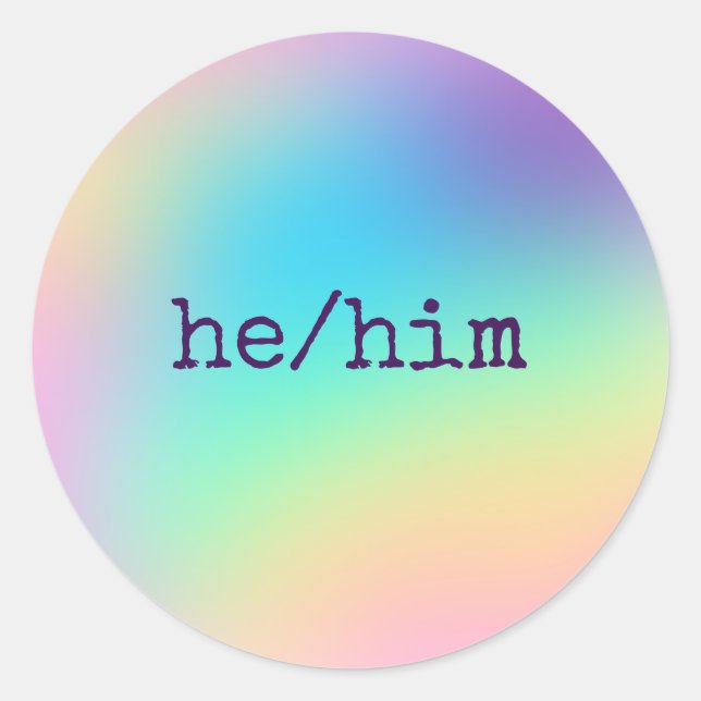Er/er Pronouns Prismatische Regenbogenkleber Runder Aufkleber (Vorderseite)