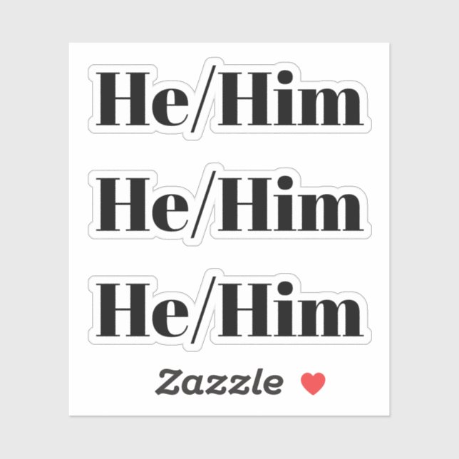Er, Er schwarze Typografie 3 Aufkleber pro Blatt (Blatt)