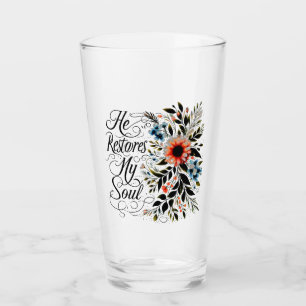 Er erquickt meine Seele floral Glas