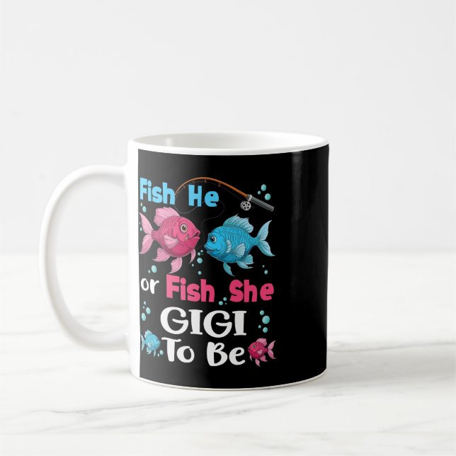 Er fischt oder sie fischt Geschlecht Enthüllung Fa Kaffeetasse (Links)