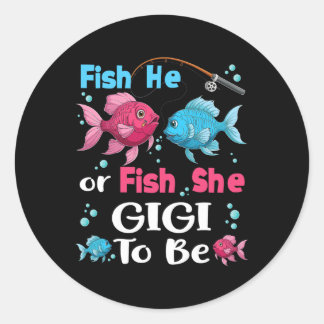 Er fischt oder sie fischt Geschlecht Enthüllung Fa Runder Aufkleber