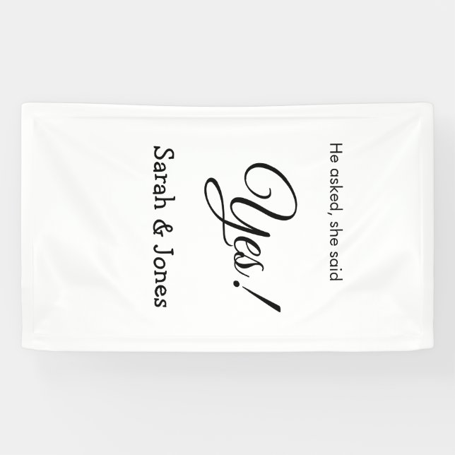 Er fragte, sie sagte ja Verlobung einfach minimal Banner (Horizontal)