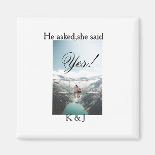 Er fragte sie sagte ja Verlobungsfoto Name stilvol Magnet