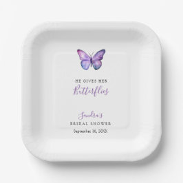 Er gibt ihr Schmetterlinge Brautparty Butterfly Pappteller
