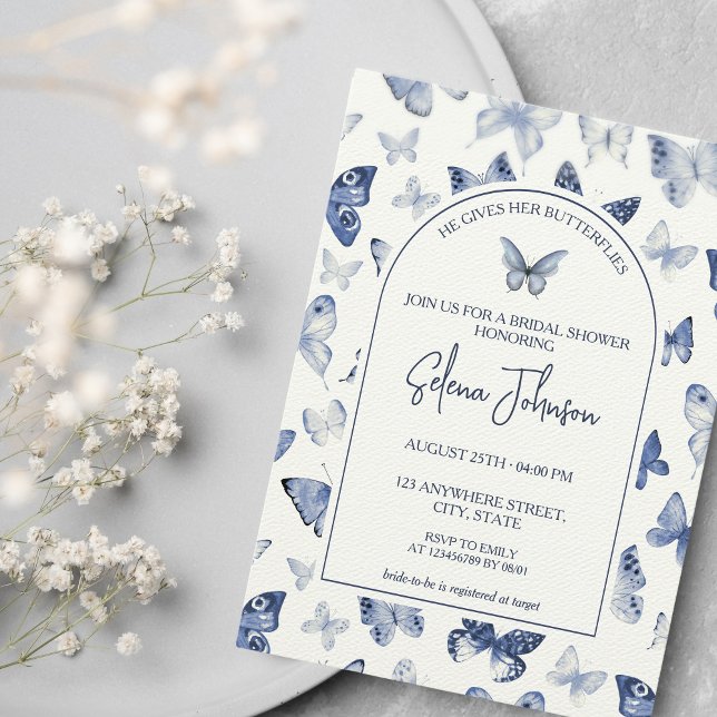 Er gibt ihren Schmetterlingen | BRAUTPARTY Einladung (He gives her butterflies | Butterfly Bridal Shower Invitation)
