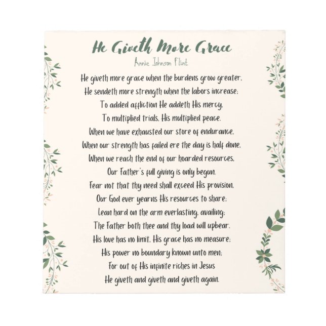 Er gibt mehr Grace Notepad Notizblock (Vorderseite)