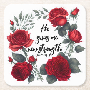 Er gibt mir neue Kraft Rechteckiger Pappuntersetzer