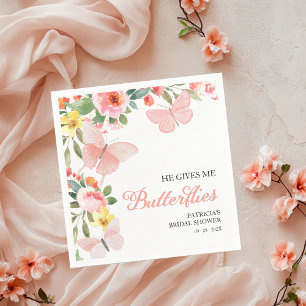 Er gibt mir Schmetterlinge Brautparty Floral Serviette