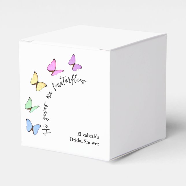 Er gibt mir Schmetterlinge Brautparty Geschenkschachtel (Vorderseite)