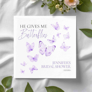 Er gibt mir Schmetterlinge   Lavender Brautparty Serviette