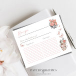 Er gibt mir Schmetterlinge Tea Floral Shower Game<br><div class="desc">Elegant Er gibt mir Schmetterlinge zum Thema Blush Pink und Gray Wild Blume und Schmetterlinge und Cups Wasserfarbe Blumenkohl Brunch Brautparty Party Funny Game Rezept Karte</div>