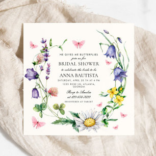 Er gibt mir Schmetterlinge Wildblumen Brautparty Einladung