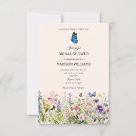 Er gibt mir Schmetterlinge Wildblumen Brautparty Einladung