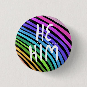 ER/HABM Pronouns farbenfroher Handletter Regenboge Button