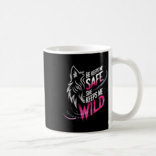 Er hält mich sicher Sie hält mich Wolf Art Liebhab Kaffeetasse