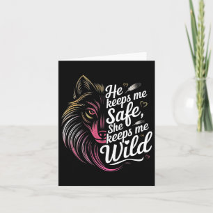 Er hält mich sicher Sie hält mich Wolf Art Liebhab Karte