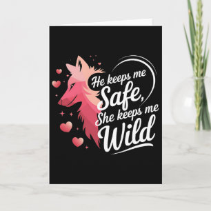 Er hält mich sicher Sie hält mich Wolf Art Liebhab Karte