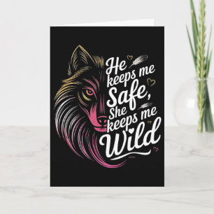 Er hält mich sicher Sie hält mich Wolf Art Liebhab Karte