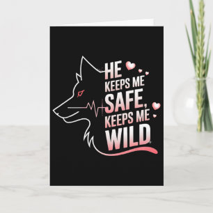 Er hält mich sicher Sie hält mich Wolf Art Liebhab Karte