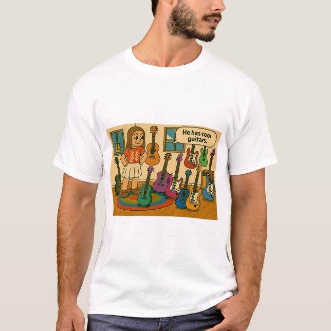 Er hat coole Gitarren T-Shirt (Vorderseite)