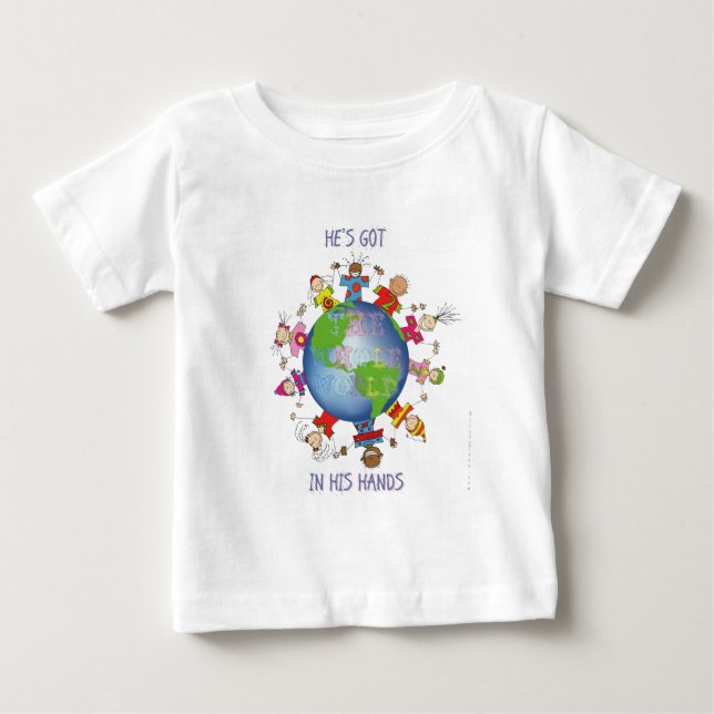 Er hat die ganze Welt in seinen Händen Baby T-shirt (Vorderseite)