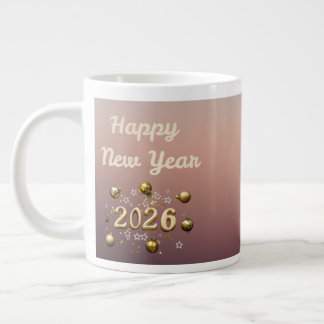 Er hat eine riesige Kaffeetasse aufgehoben Jumbo-Tasse