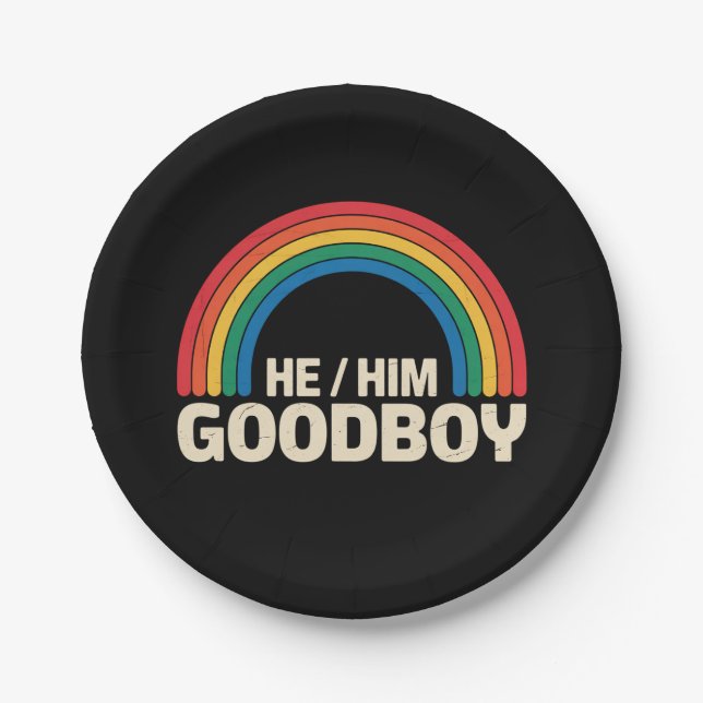 Er hat einen guten Jungen Rainbow LGBTQ Gay Pride  Pappteller (Vorderseite)