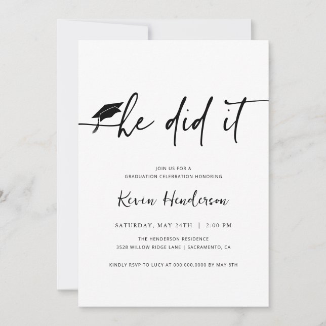 Er hat es Abschluss eingeladen Einladung (Vorderseite)