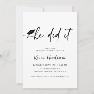 Er hat es Abschluss eingeladen Einladung